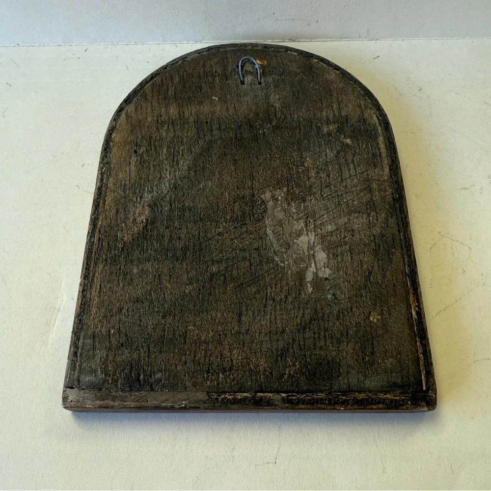 Vintage Peru Folk Art Painted Mirror Wood Frame Wall Hanging Handcrafted Decor